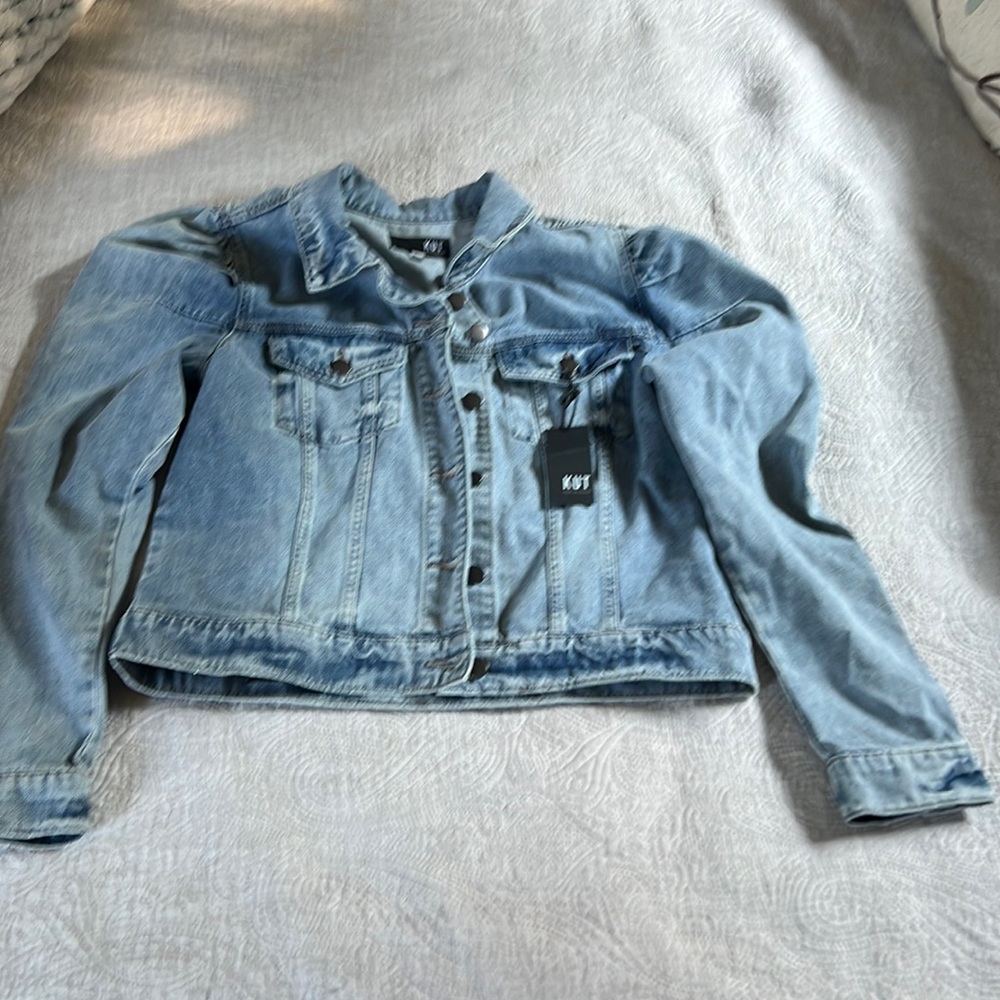 Kut From The Kloth size L womens puffed sleeved denim Julia style jacket NWT